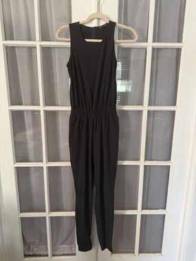 Athleta Black Sleeveless Jumpsuit with Drawstring Waist